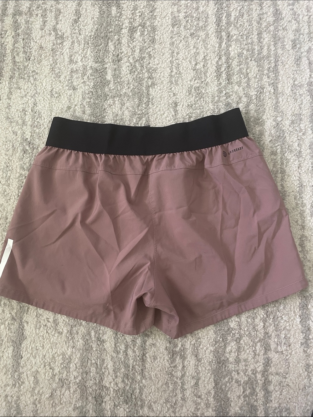 adidas Women's Mauve Athletic Shorts with Black Waistband - Picture 2 of 4